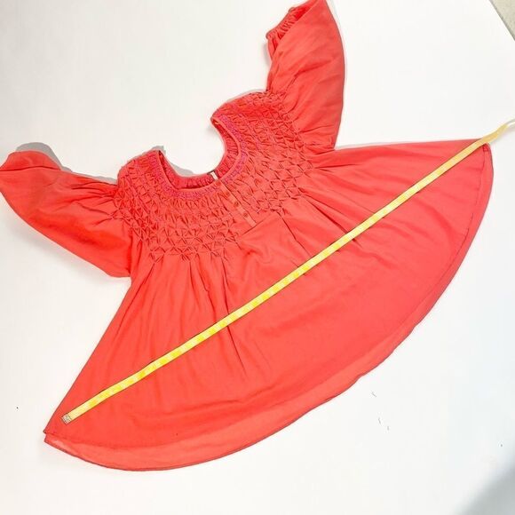 Free People orange smocked boho blouse - Picture 10 of 15
